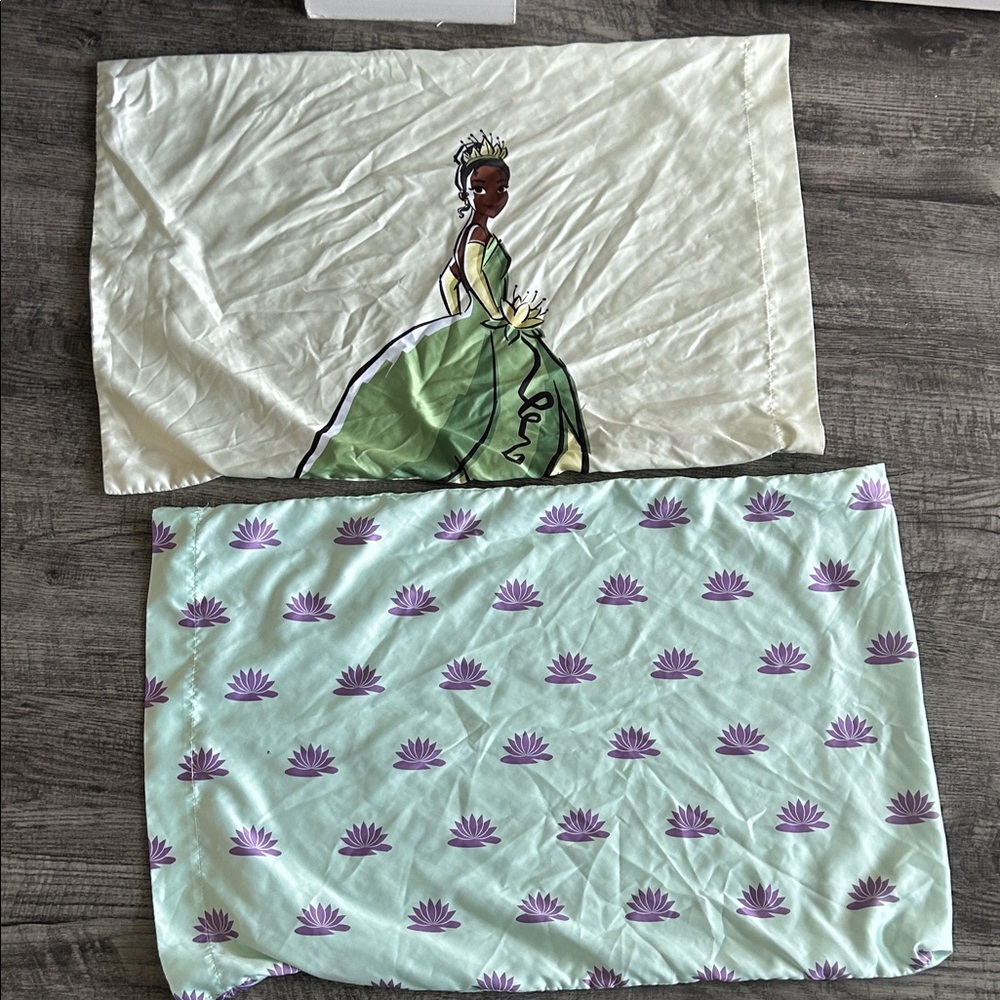 Disney Princess Tiana Pillowcases in Mint, Purple, Cream